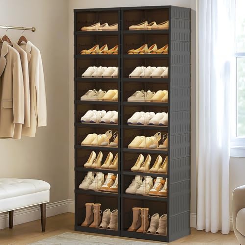 SYNCVIBE Foldable Shoe Rack Organizer, 9-Tier, 36 Pairs, 34.2" Wide, Black by SYNCVIBE