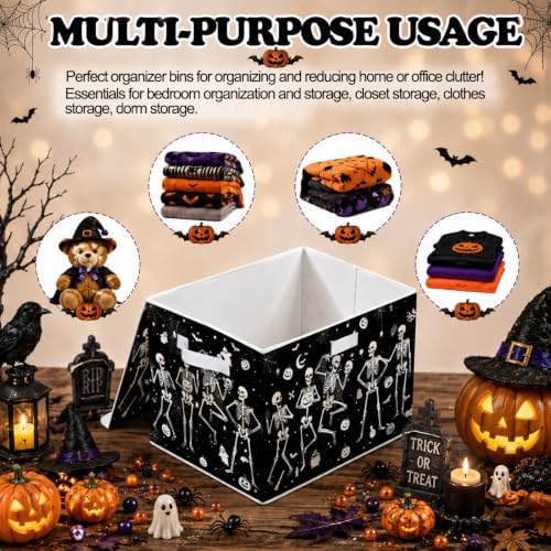 Briwooody Gothic Skull Halloween Storage Bin with Lid and Carrying Handle - Image 4