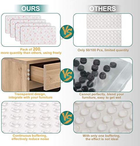 Cabinet Door Bumpers Pack of 200 Self Adhesive Bumpers Pads Sound Dampening - Image 2