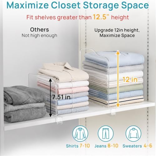 Vtopmart 12" Extra Tall x 11.7" Deep Shelf Dividers, 4 Pack - Image 4