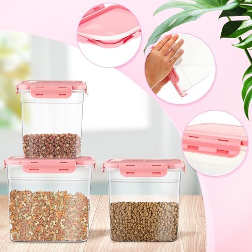 Patelai 6 Pcs Dog and Cat Food Storage Containers 2 Scoops, Pink - Image 3