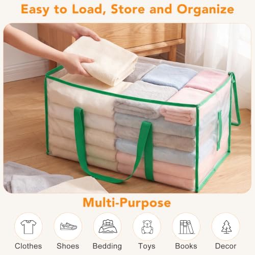 6 Pack 93L Extra Large Heavy Duty Clear Moving Bags 200LBS, Green Edges - Image 3