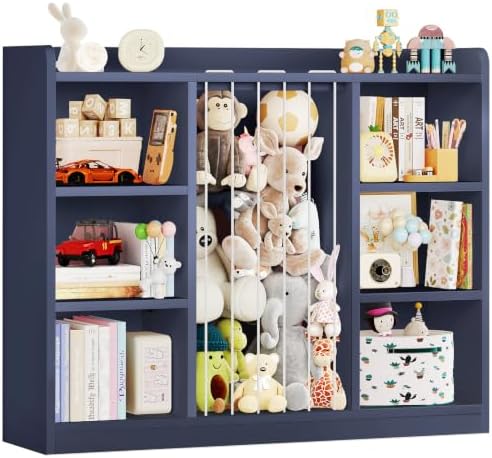 ONBRILL 2-in-1 Toy Storage Organizer with Stuffed Animal Storage, Blue by ONBRILL