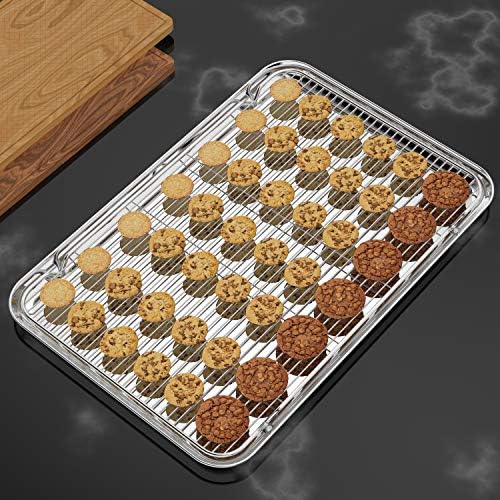 Large Set Baking Sheet and Cooling Rack Set, Bastwe 24L x 16W x 1H inch Professional Bakeware, Healthy & Nontoxic & Rustproof & Easy Clean - Image 7
