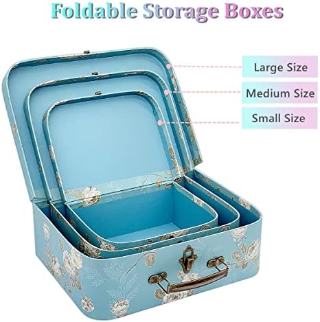 Decorative Box Set - 3 Storage Boxes with Lids, Keepsake & Trinket Boxes, Mini Luggage Gift Box, Vintage Suitcases Home Decoration - Image 4