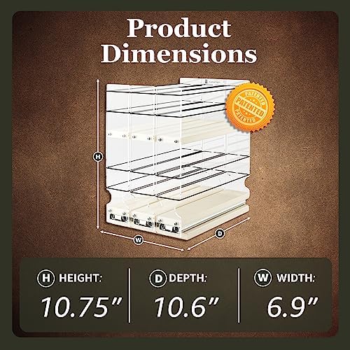 Vertical Spice Cabinet Mounted Spice Rack Drawer - Pull Out Cabinet Organizer - Cupboard Organizers & Storage - Pantry Shelves - 30 Reg. Jars, 3 Drawers, 2 Tiers (6.9" W x 10.75" H x 10.6" D, Cream) - Image 3