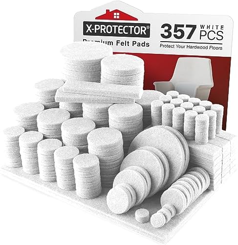 357 PCS White Felt Furniture Pads X-Protector with Many Big Sizes by X-Protector