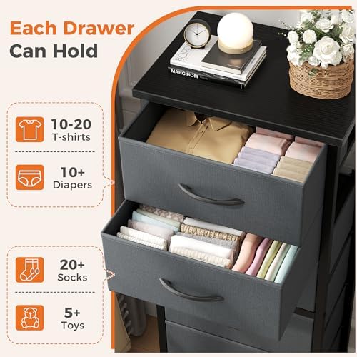 Sweetcrispy Tall Fabric Dresser for Bedroom, 6 Drawer Chest of Drawers - Image 4
