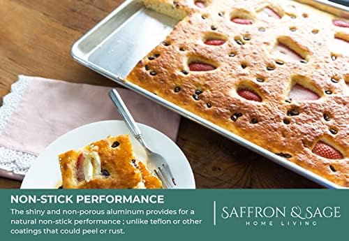 Commercial Quality Cookie Sheet and Rack - Aluminum Half Sheet Baking Pan and Stainless Steel Cooling Rack Set, 13x18 Rimmed Baking & Roasting Tray is Rust & Warp Resistant, Heavy Duty, of Thick Gauge - Image 3