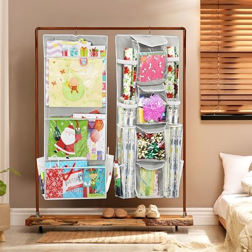 Simple Houseware Double-Sided Hanging Gift Wrap Organizer, Gray (Set of 1) - Image 6