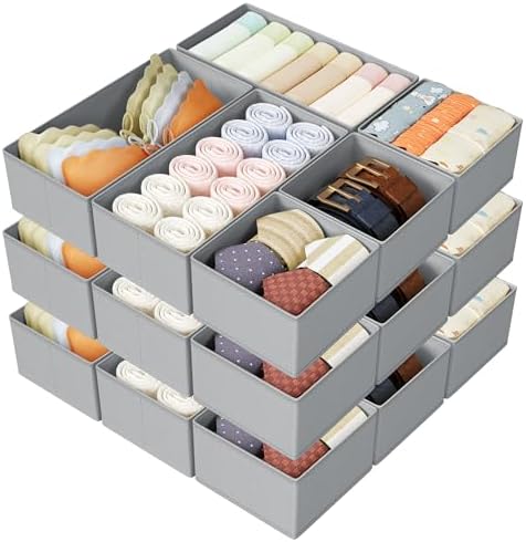 DIMJ Drawer Organizer Clothes Storage - 18 Pack Baby Dresser Organizer for Nursery, Foldable Drawer Dividers for Bedroom Closet Organization, Fabric Storage Bins for Socks, Underwears, Bras by DiMJ