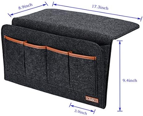 Zafit Bedside Caddy, 7 Pockets Large Size Bedside Organizer Caddy for Magazine Remotes Phone (17.3'' x 18.1'', Dark Grey) - Image 4