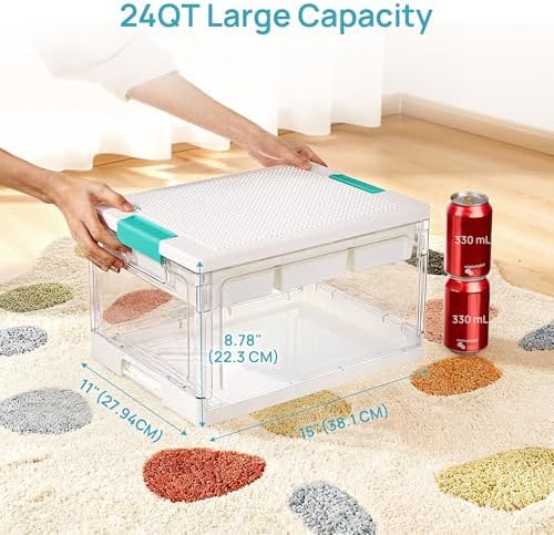 Vtopmart 24 QT Clear Plastic Storage Box with Building Baseplate Lid,1 Pack - Image 2