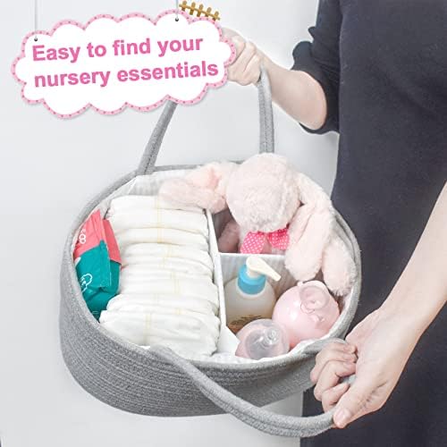 ABenkle Baby Diaper Caddy Organizer, Cotton Rope Nursery Storage Basket - Image 4