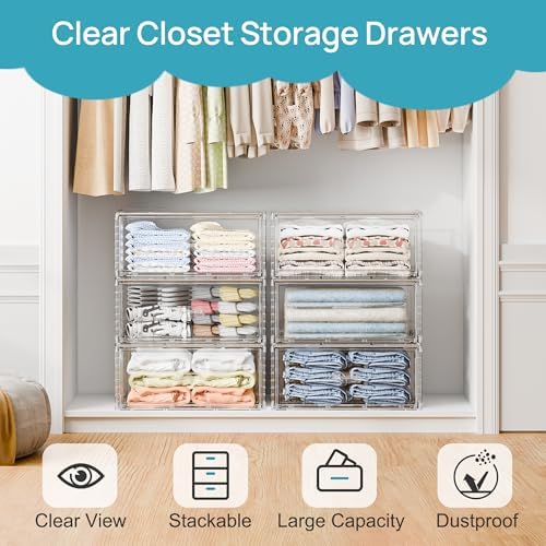 Vtopmart 4 Pack Large Clear Stackable Storage Drawers 23QT - Image 4
