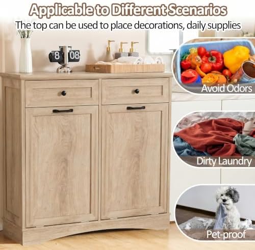 Double Tilt Out Trash Cabinet Freestanding Natural - Image 6
