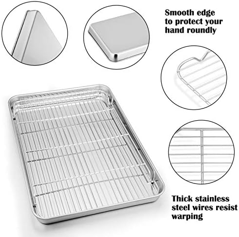 P&P CHEF Stainless Steel Baking Sheet with Rack Set for Cookie, 19.6 Inch - Image 2