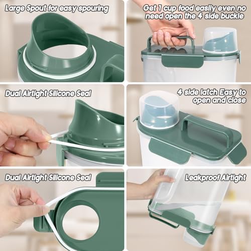 LEAWALK 5-7Lbs Airtight Dog Cat Food Storage Container (Green+Dark Green) - Image 4