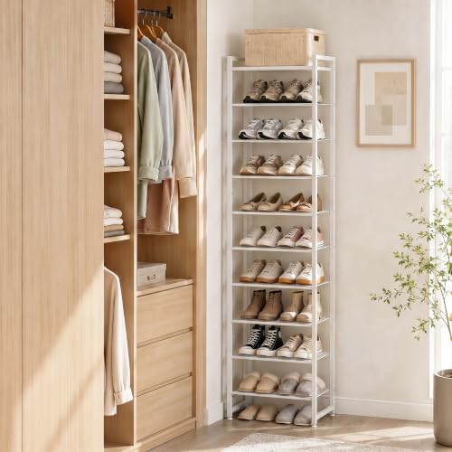 Narrow Shoe Rack 10-Tier, Tall Shoe Organizer for Small Spaces - Image 2