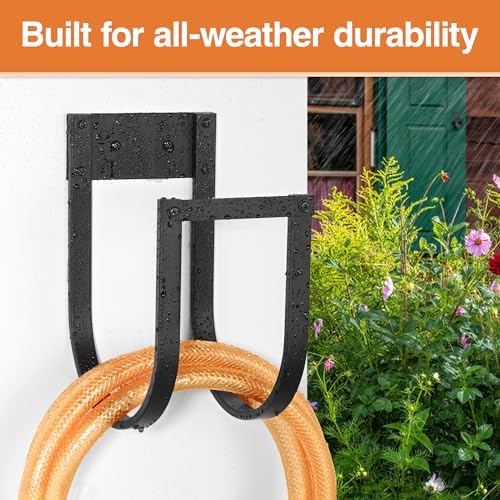 Garden Hose Holder Wall Mount - Metal Water Hose Hanger for Outside, Durable Hook for Garden, Garage, or Yard Storage (2 Pack) - Image 3