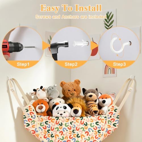 CERETIA Stuffed Animal Organizer, Toy Hammock Plush Holder Storage, Colorc - Image 6