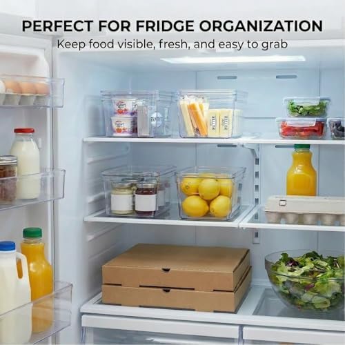 MOONEDGE 4-Pack 10x6x5 Stackable Small Clear Storage Bins with Lids - Image 6