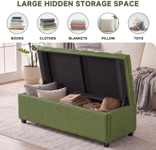 Mangodan 50 Inch Large Storage Ottoman, Tufted Ottoman with Storage - Image 3