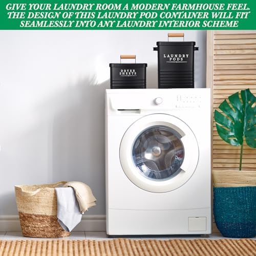 2 Pcs Farmhouse Metal Laundry Detergent Pod Container, Dryer Sheet Holder - Image 4