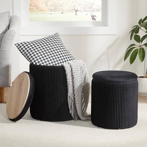 Royal Windsor Round Ottoman with Storage Set of 2, Storage Vanity Stool by RoyalWindsor