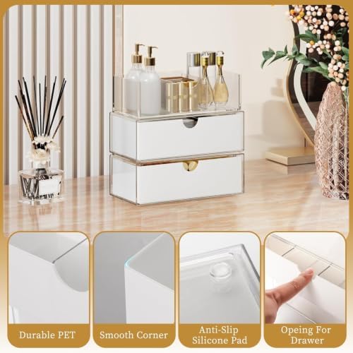 3 Tier Medicine Cabinet Organizer and Storage,Stackable Bathroom Medicine Organizer with Removable Dividers, Plastic Vanity Storage,White - Image 6
