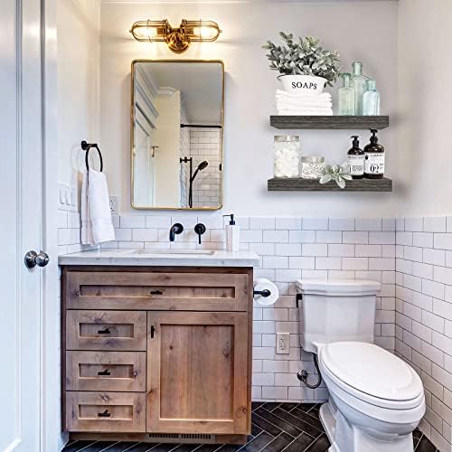 QEEIG Bathroom Floating Shelves for Wall (Grey, Set of 2, 15.7") - Image 2
