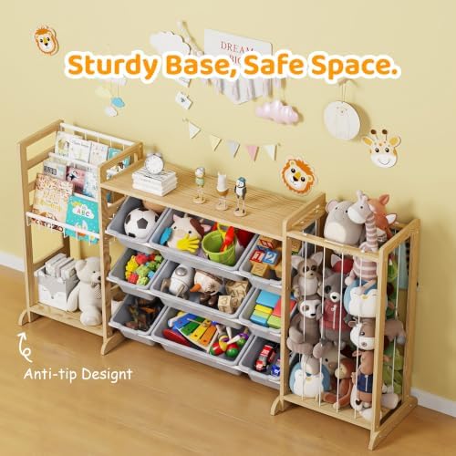 65" Large Toy Storage Organizer with Bookshelf and Stuffed Animal Storage - Image 4
