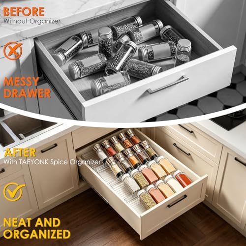 4 Pack Spice Drawer Organizer, Acrylic Spice Rack Expandable 9" to 18" - Image 4