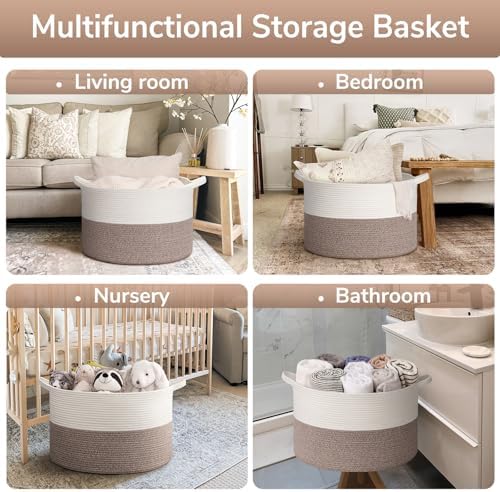 Goodpick 65L Large Woven Rope Basket for Blankets Living Room, 65L - Image 6