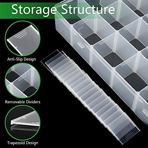 Gbivbe Large 24 Grids Plastic Organizer Box Adjustable Dividers,Clear Storage Box for Jewelry, Art DIY Crafts, Washi Tapes, Beads and Small Parts(2 Pack) - Image 2