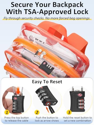 Heavy Duty Clear Backpack With TSA Lock, 18 Inch Large Clear Bookbag - Image 5