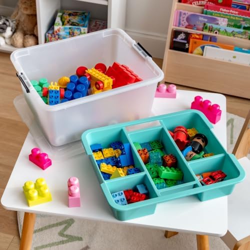 IRIS USA 18 Quart Craft Storage Organizer with Teal Removable Tray - Image 4