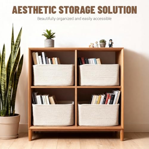5 Pack Woven Storage Baskets, Decorative Storage Bins for Organizing - Image 2
