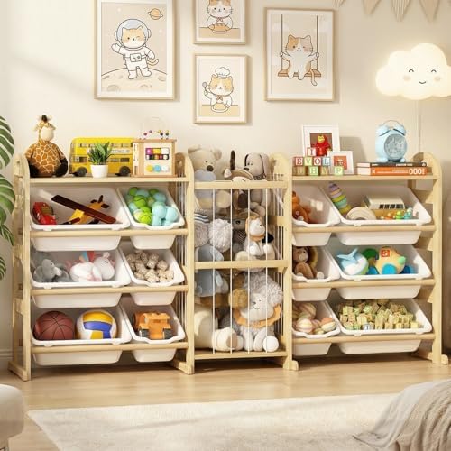 Toy Storage Organizer with Stuffed Animal Storage, 12 Toy Bins by Orekemo