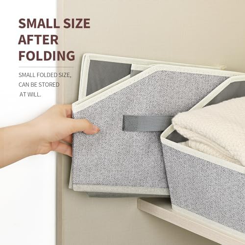 Homsorout Storage Bins for Shelves - Small Trapezoid Closet Shelf Organizer, Fabric Organization Bins with Handles, Storage Baskets for Clothes, Towel, Purse, 4 Pack, Light Gray - Image 4