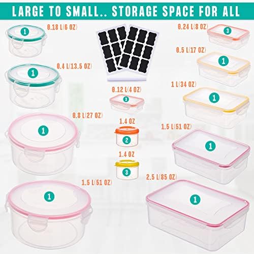 38 Pcs Large Food storage containers-85 oz to Small Container Stackable Kitchen storage bowls sets-BPA Free Leak proof Plastic food Storage Containers with lids airtight-Microwave freezer safe - Image 2