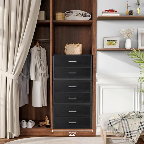BOLUO Stackable Storage Drawers Closet Organizers and Storage Fabric 2 Drawer Dresser for Bedroom Office Black Modern - Image 7
