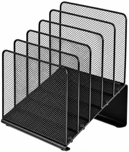 LEKETREE File Organizer for Desk, File Folder Organizer with 5-Section Vertical Rack, Suitable for Home Office Document Organization and Storage(Black) by Stylishworkspaceeffortlessorganization