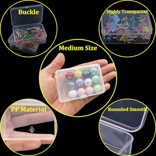 46Pcs Bead Organizer Set, Premium Small and Medium Clear Plastic Storage Boxes for Jewelry Making Crafts Screws Seeds DIY Bracelets Diamond Small Parts, Stackable Containers with Hinged Lid and Labels - Image 6