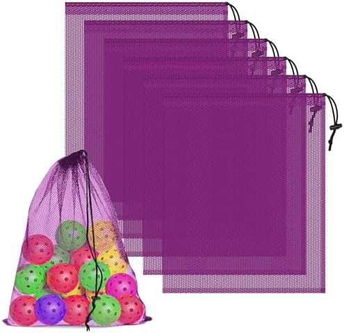 6 Pack Mesh Drawstring Bags with Lock, 14x17 for Gym, Beach, Laundry by COIDEA