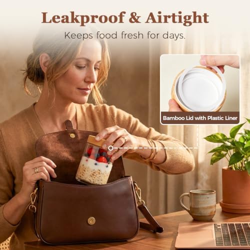 ComSaf Overnight Oats Containers with Lids 16 oz, Small Glass Jars 4 Pack - Image 3