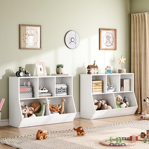HOOBRO Kids Bookshelf - 39.4" L Toy Storage Cabinet, Bookcase Footboard, Cubby Shelf, Fit for Children's Room, Playroom, Hallway, Kindergarten, White WT132CW01 - Image 4