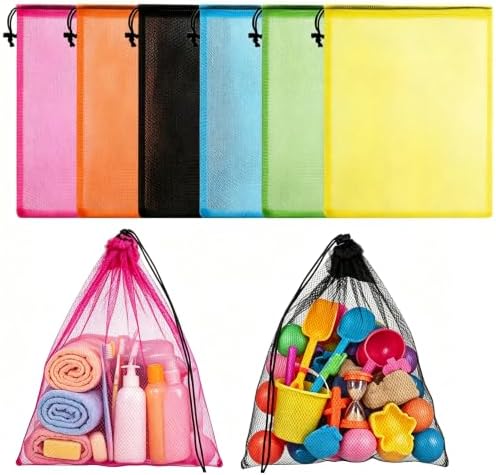 Mesh Bags Drawstring Laundry Beach Pool Toy Bag 13.8×15.7 inch by ROOKEA