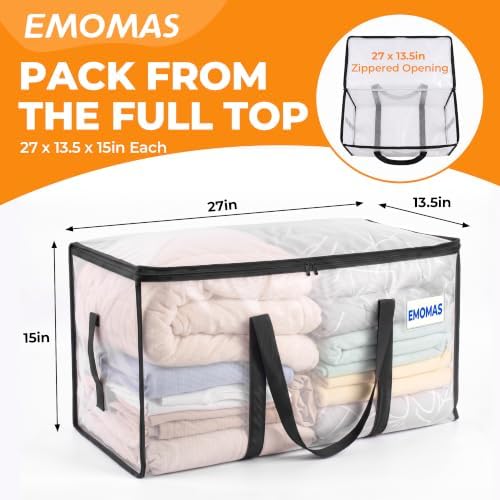 8 Pack Clear Moving Bags, Heavy Duty, Extra Large with Handles - Image 2