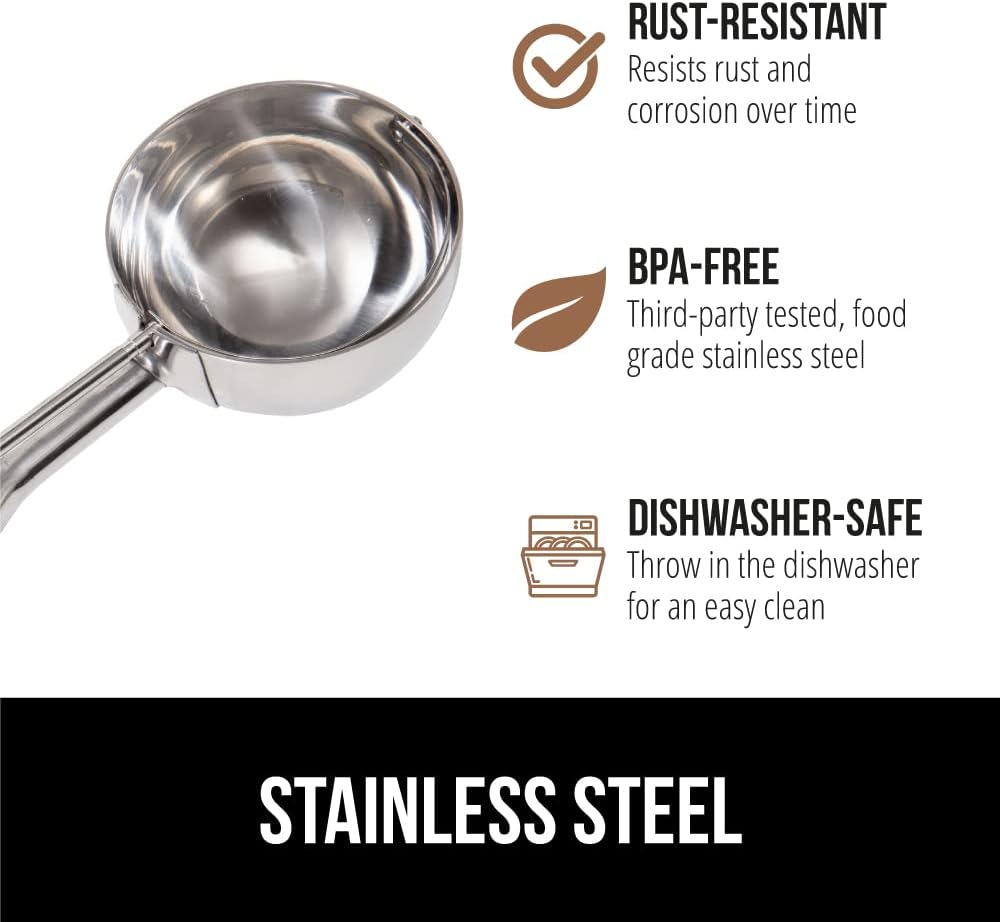 GORILLA GRIP Stainless Steel Cookie Scoop for Baking, 2 TSP, Multipurpose Melon Baller, Meatball Spring Scoops, Perfect Portion Sizes, Easy Food Release, Scooper Size 100, BPA-Free Kitchen Tool, Black